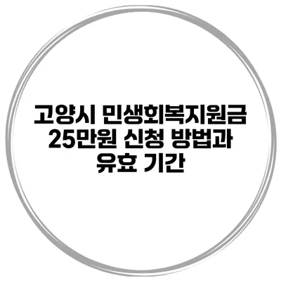 고양시 민생회복지원금 25만원 신청 방법과 유효 기간