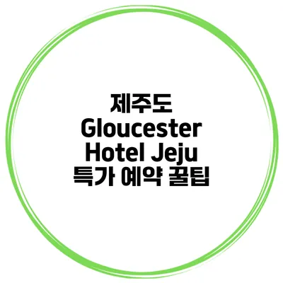 제주도 Gloucester Hotel Jeju 특가 예약 꿀팁