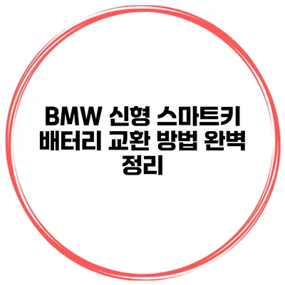 BMW 신형 스마트키 배터리 교환 방법 완벽 정리