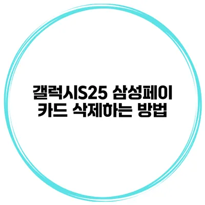 갤럭시S25 삼성페이 카드 삭제하는 방법