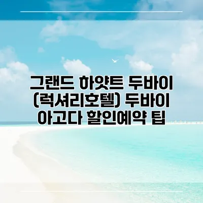 그랜드 하얏트 두바이 (럭셔리호텔) 두바이 아고다 할인예약 팁