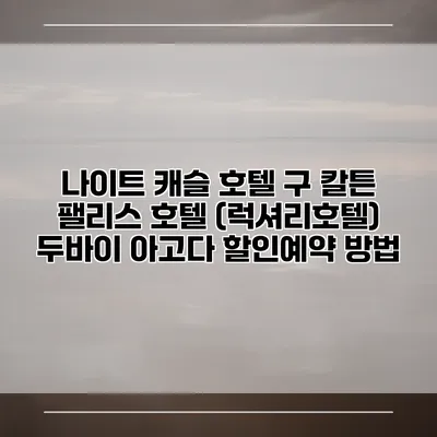 나이트 캐슬 호텔 구 칼튼 팰리스 호텔 (럭셔리호텔) 두바이 아고다 할인예약 방법