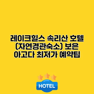 레이크힐스 속리산 호텔 (자연경관숙소) 보은 아고다 최저가 예약팁