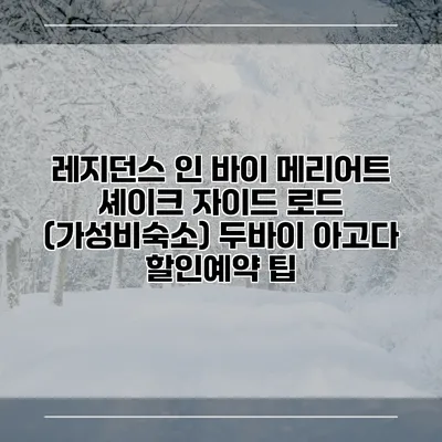 레지던스 인 바이 메리어트 셰이크 자이드 로드 (가성비숙소) 두바이 아고다 할인예약 팁