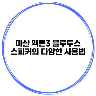 마샬 액톤3 블루투스 스피커의 다양한 사용법