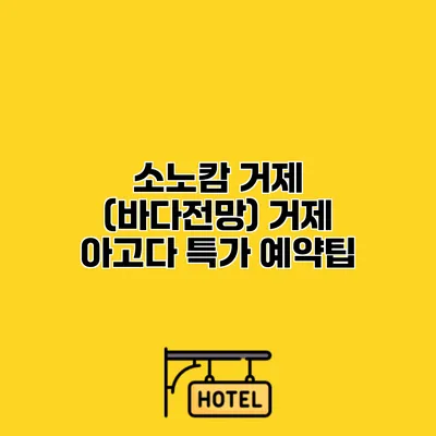 소노캄 거제 (바다전망) 거제 아고다 특가 예약팁
