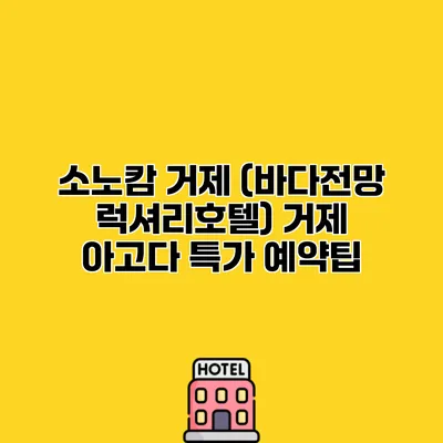 소노캄 거제 (바다전망 럭셔리호텔) 거제 아고다 특가 예약팁