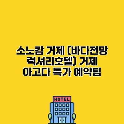 소노캄 거제 (바다전망 럭셔리호텔) 거제 아고다 특가 예약팁