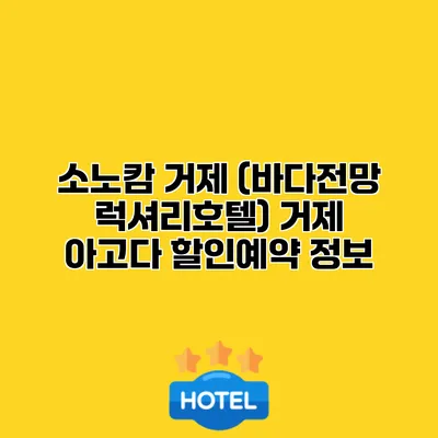 소노캄 거제 (바다전망 럭셔리호텔) 거제 아고다 할인예약 정보