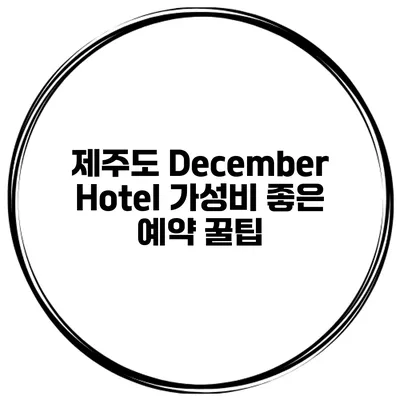 제주도 December Hotel 가성비 좋은 예약 꿀팁