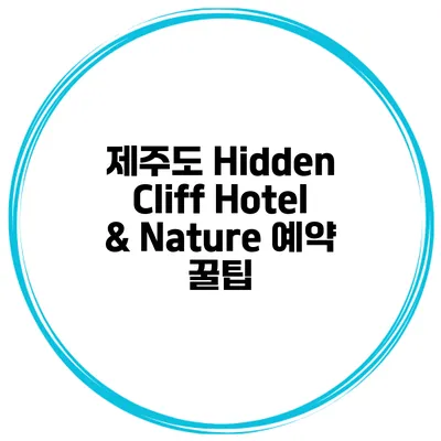 제주도 Hidden Cliff Hotel & Nature 예약 꿀팁