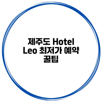 제주도 Hotel Leo 최저가 예약 꿀팁