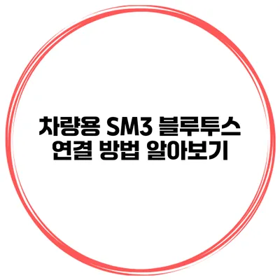 차량용 SM3 블루투스 연결 방법 알아보기
