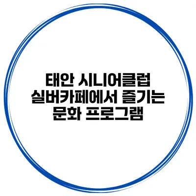 태안 시니어클럽 실버카페에서 즐기는 문화 프로그램