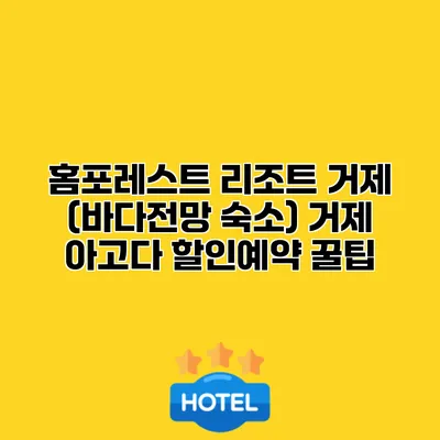 홈포레스트 리조트 거제 (바다전망 숙소) 거제 아고다 할인예약 꿀팁