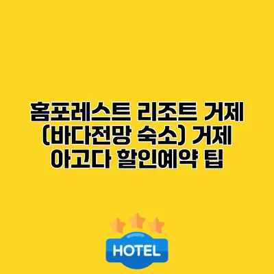 홈포레스트 리조트 거제 (바다전망 숙소) 거제 아고다 할인예약 팁