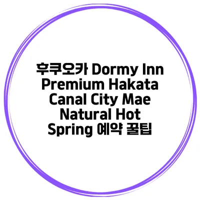 후쿠오카 Dormy Inn Premium Hakata Canal City Mae Natural Hot Spring 예약 꿀팁